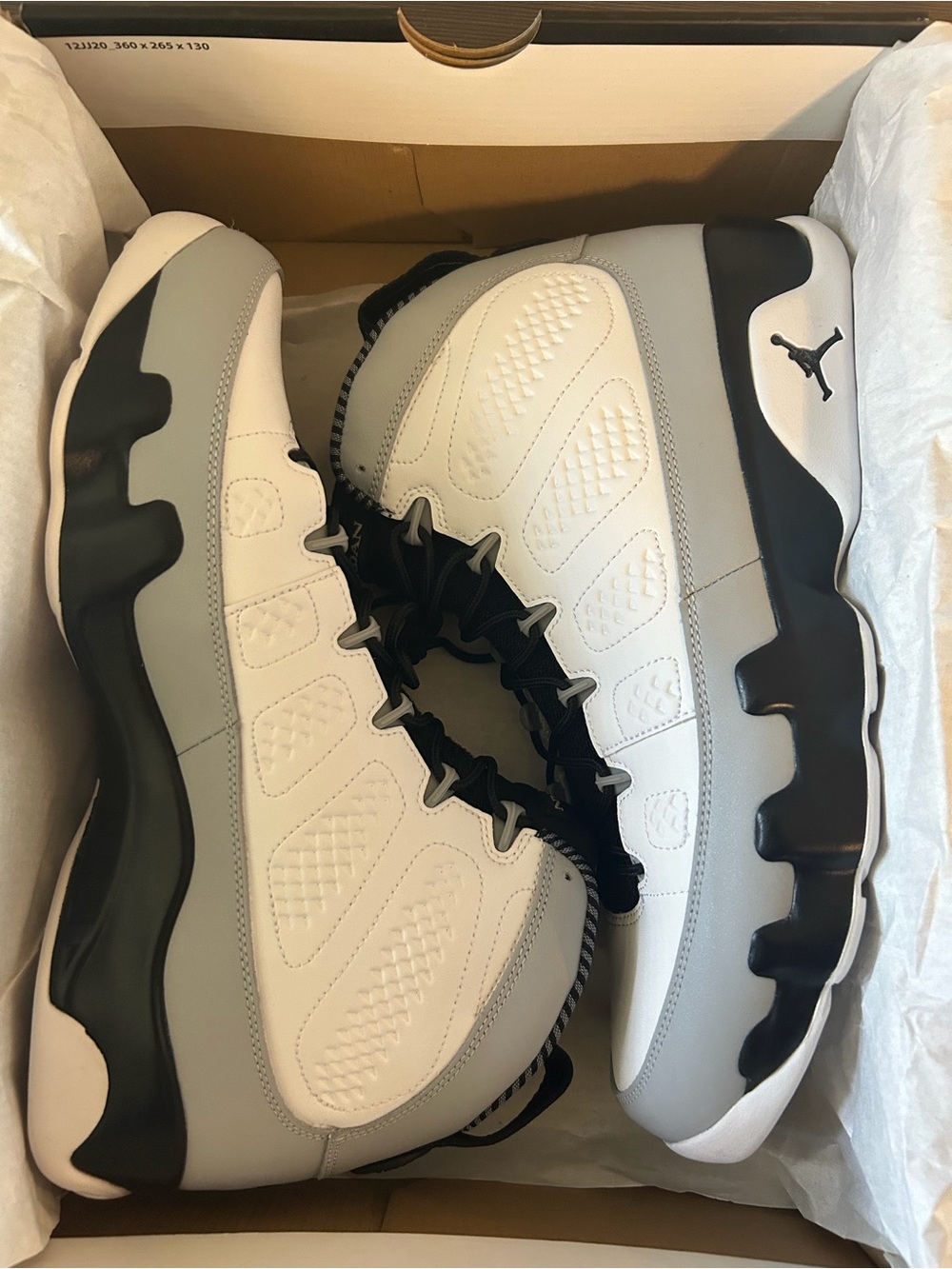 Nike Jordan 9 Retro Men's Size 12 in White, Gray & Black NWT